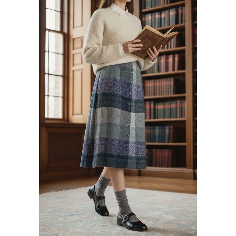 Vintage Portraits Northern Isle Womens Skirt 16 Nordic Midi Academia Cottagecore